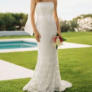 Galina Allover Beaded Lace Sheath Gown